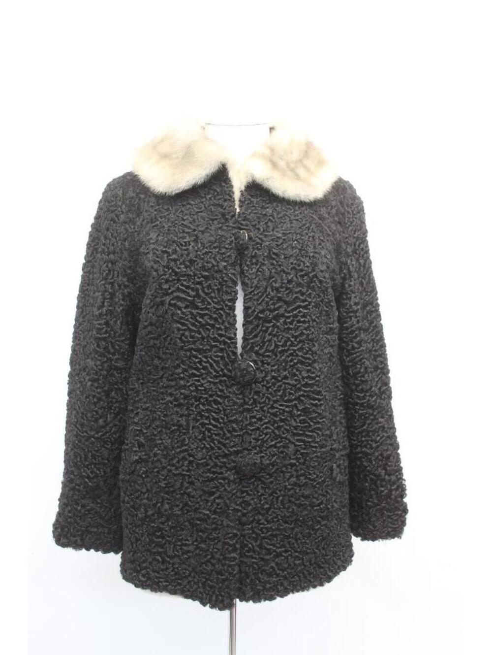 Scrap Item: Black Astrakhan Lamb Fur Coat Jacket Women Woman Size N/A